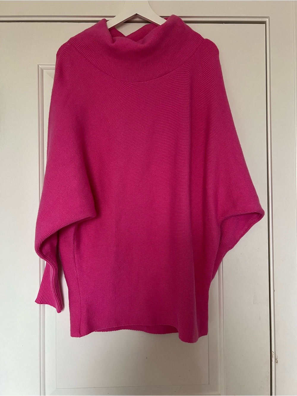 DAVI & DANI Hot Pink Funnel Neck Sweater